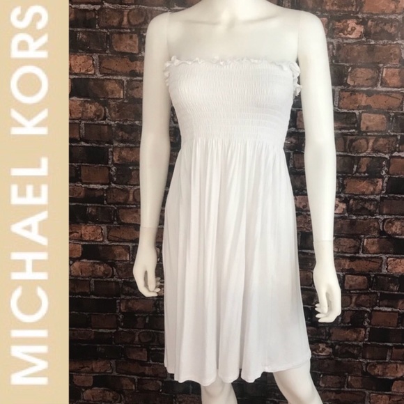 Michael Kors Dresses & Skirts - Michael Kors White Smocked Strapless Dress